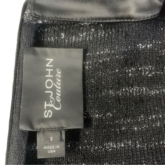 ST. JOHN COUTURE Elegant Black & Silver Sleeveless Dress - Size 2 - Picture 3 of 5